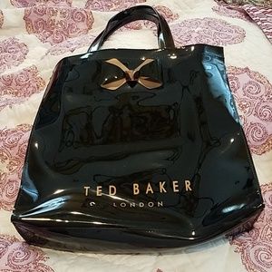 Ted Baker black patent vinyl tote